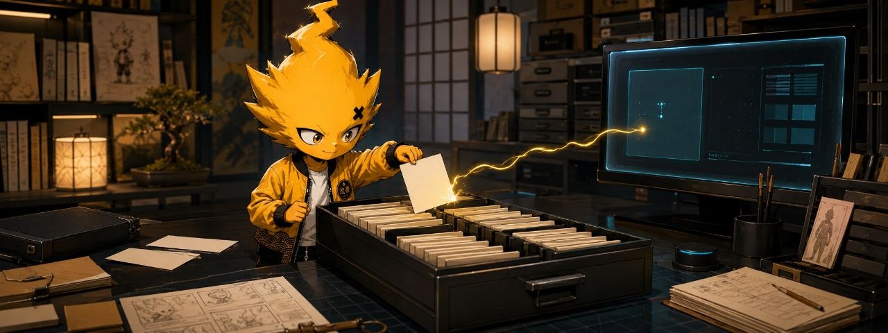 KIIRO selecting a glowing prompt card in the Spark Lab